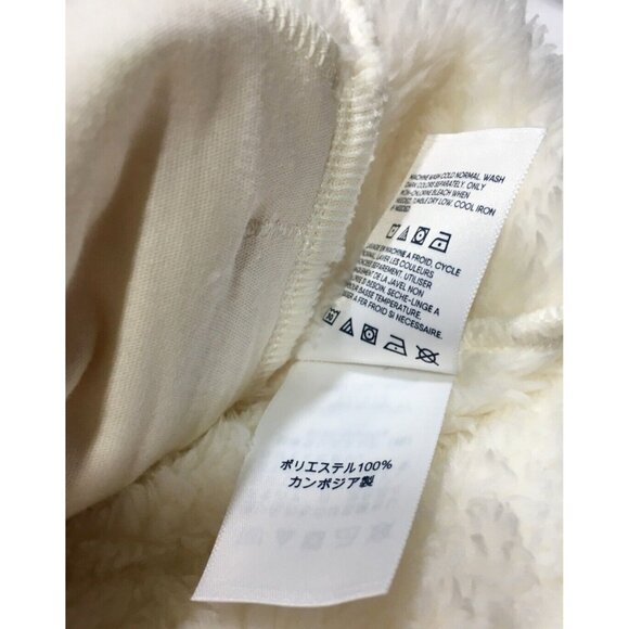 Lands End Full Zip Teddy Jacket 3X Ivory Soft Cozy Zip Pockets Plus Size Bust64" - Picture 9 of 10